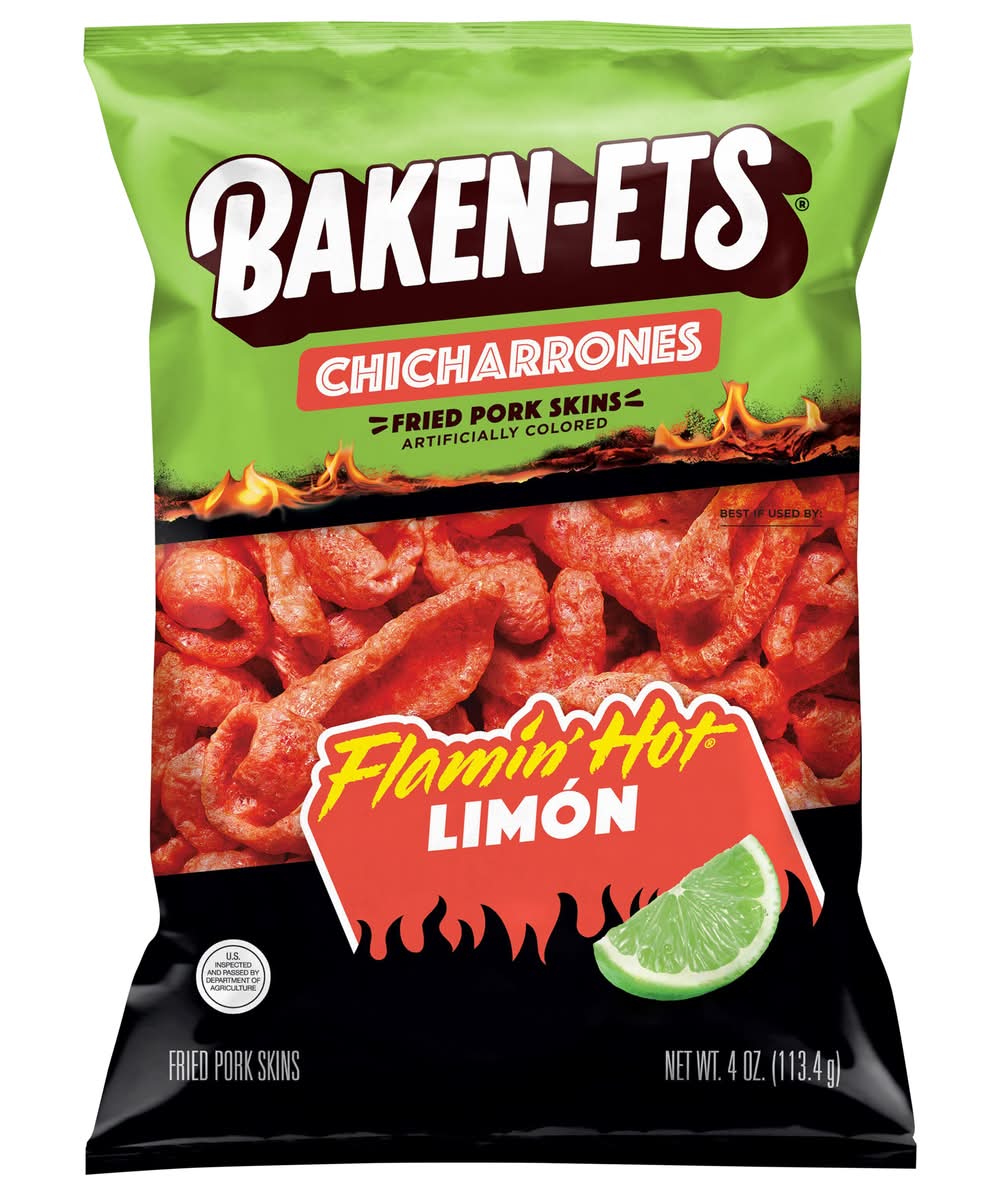 Baken-Ets Chicharrones Fried Pork Skins, Flamin' Hot Limon (4 oz)