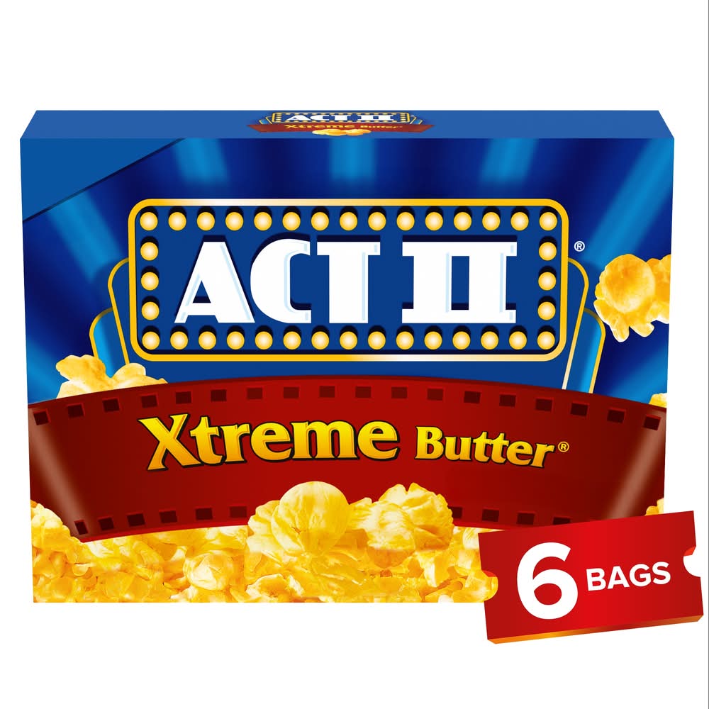 Act II Extreme Butter Microwave Popcorn - 16.5oz/6ct