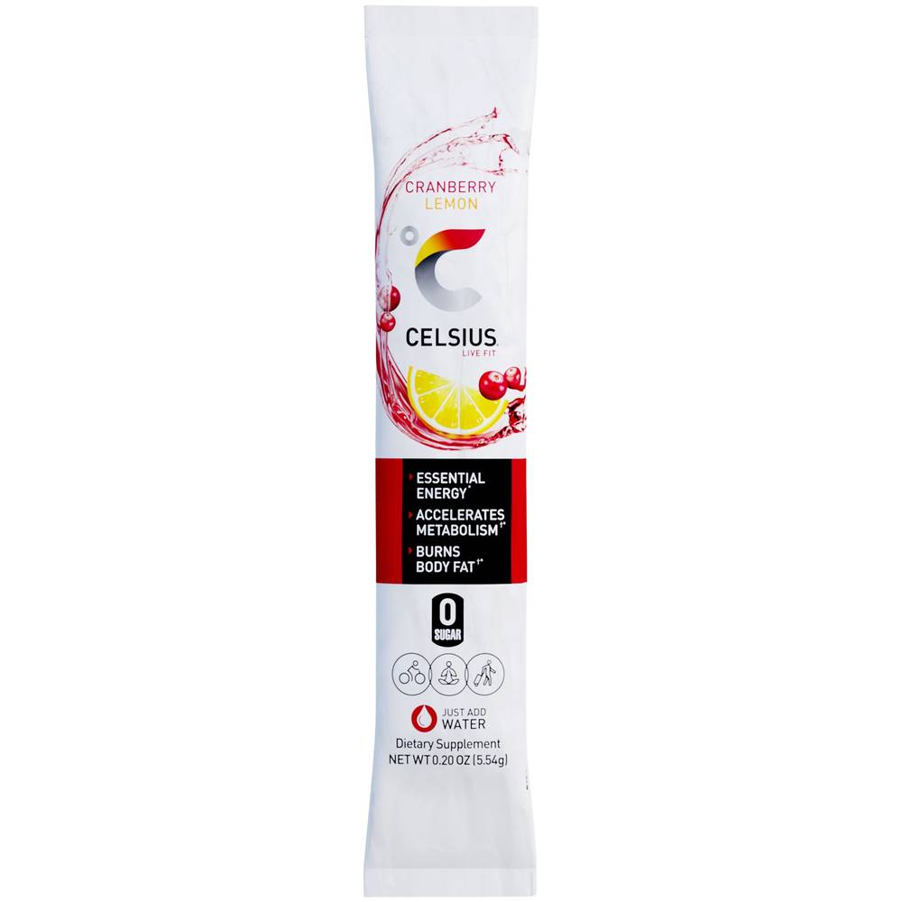 Celsius On-The-Go Powder Stick Packs Dietary Supplement (0.2 oz) (Cranberry Lemon)