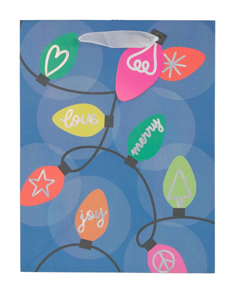 Christmas Embossed Kraft Bag Medium Assorted