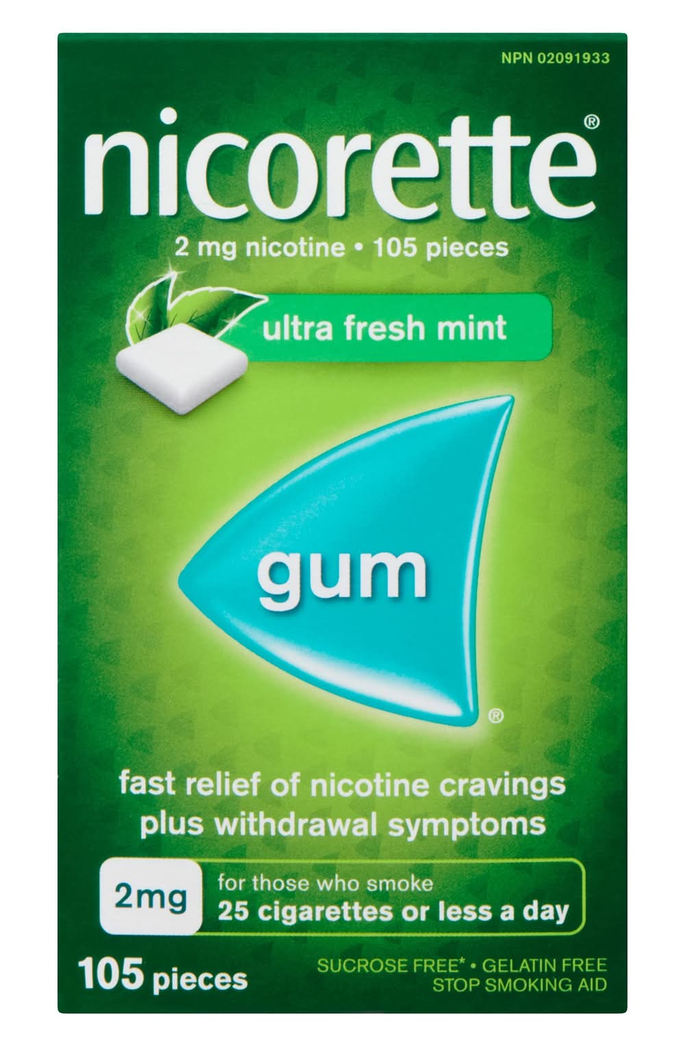 Nicorette Gum, Ultra Fresh Mint, 2mg (100 g)