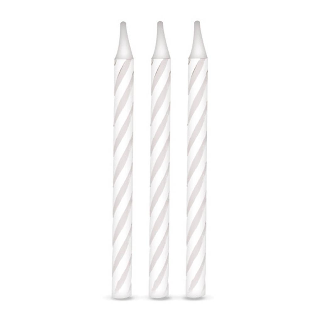 Silver plastic vela palito espiral branca (16 un)