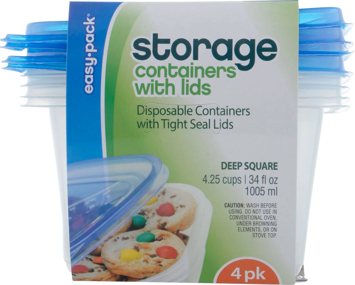 Easy pack Deep Square Storage Containers With Lids