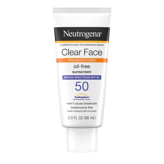 Neutrogena Clear Face Liquid Lotion Sunscreen with SPF 50, 3 OZ