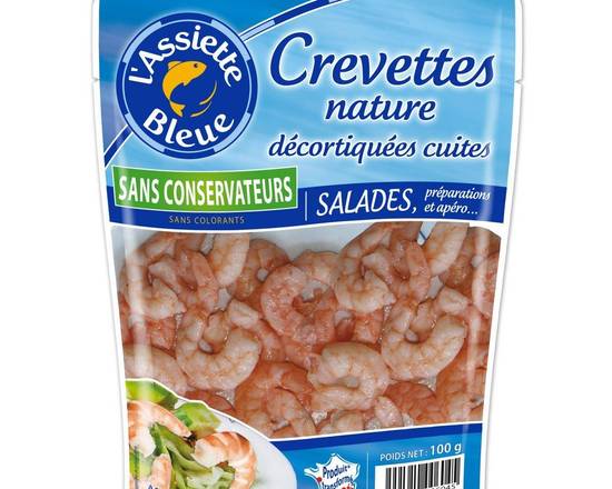 Crevettes Cuites Natures Décortiquées Sans Conservateurs - 100g - L'Assiette Bleu