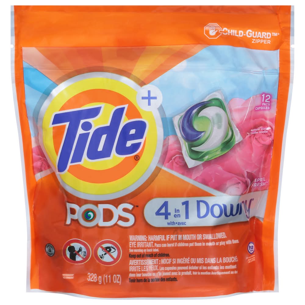 Tide Pods 4 in 1 With Downy Detergent, April Fresh (11 oz, 12 ct)