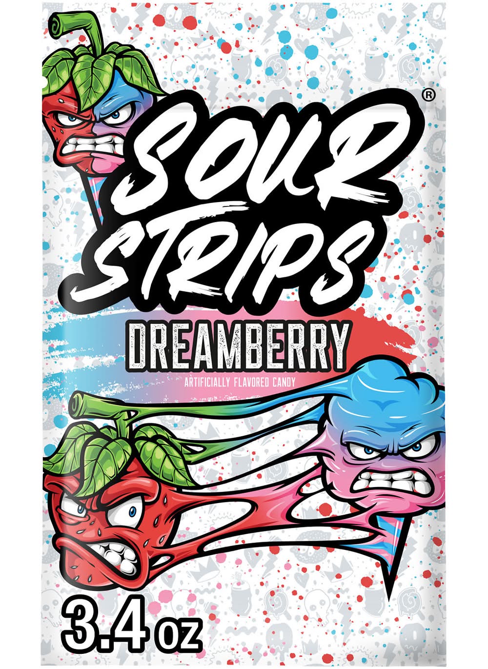 Sour Strips Flavored Candy, Dreamberry (3.4 oz)