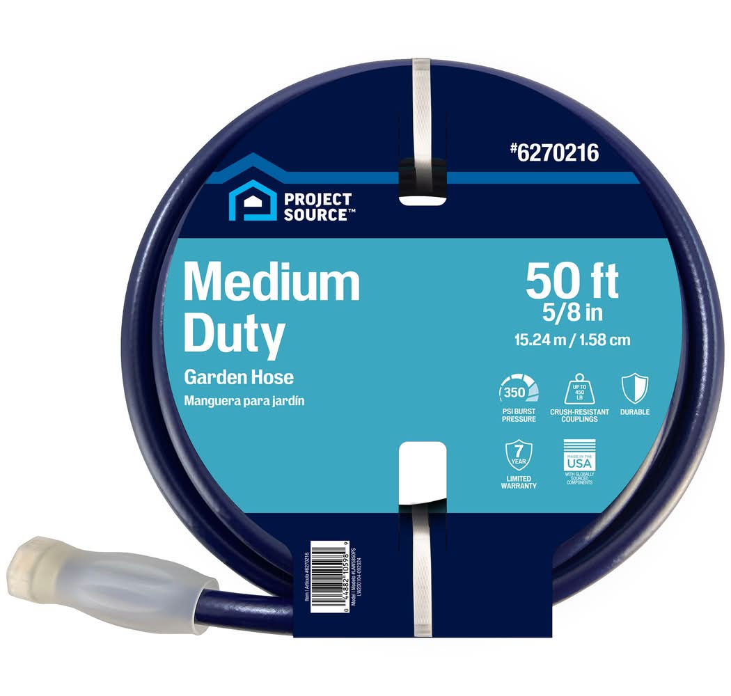 Project Source 5/8-in x 50-ft Medium -Duty Vinyl Blue Hose