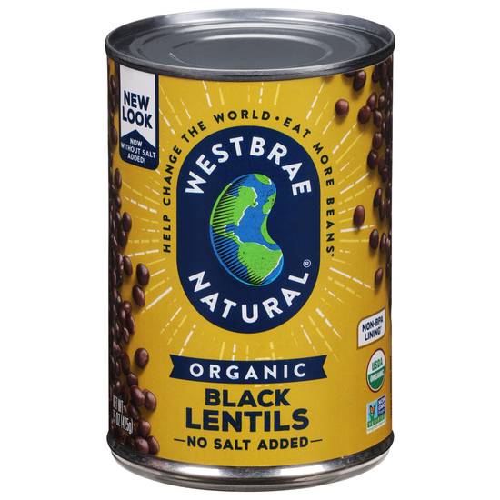 Westbrae Natural No Salt Added Vegetarian Organic Black Lentils (15 oz)