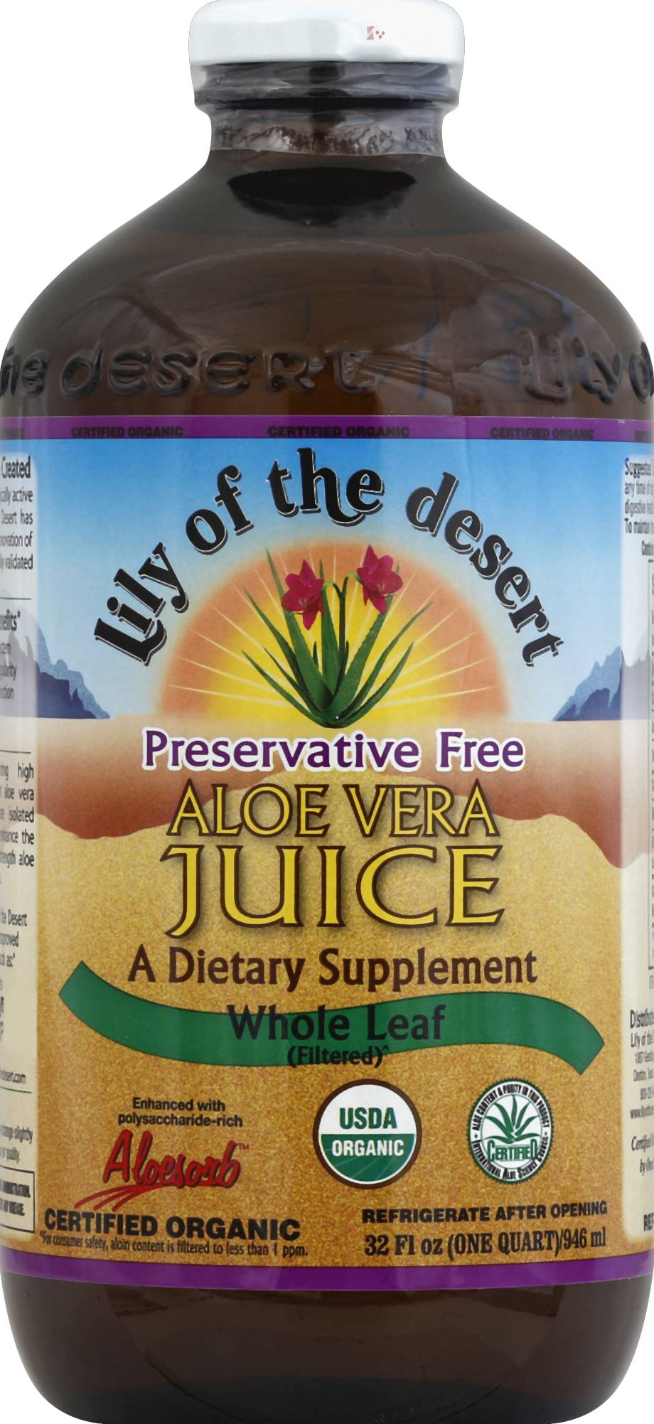 Lily of the desert Preservative Free Whole Leaf Aloe Vera Juice (32 fl oz)