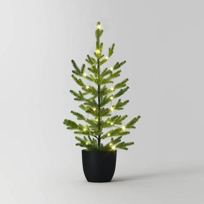 Wondershop 3' Pre-Lit Indexed Balsam Fir Mini Artificial Christmas Tree in Black Pot Warm White Lights