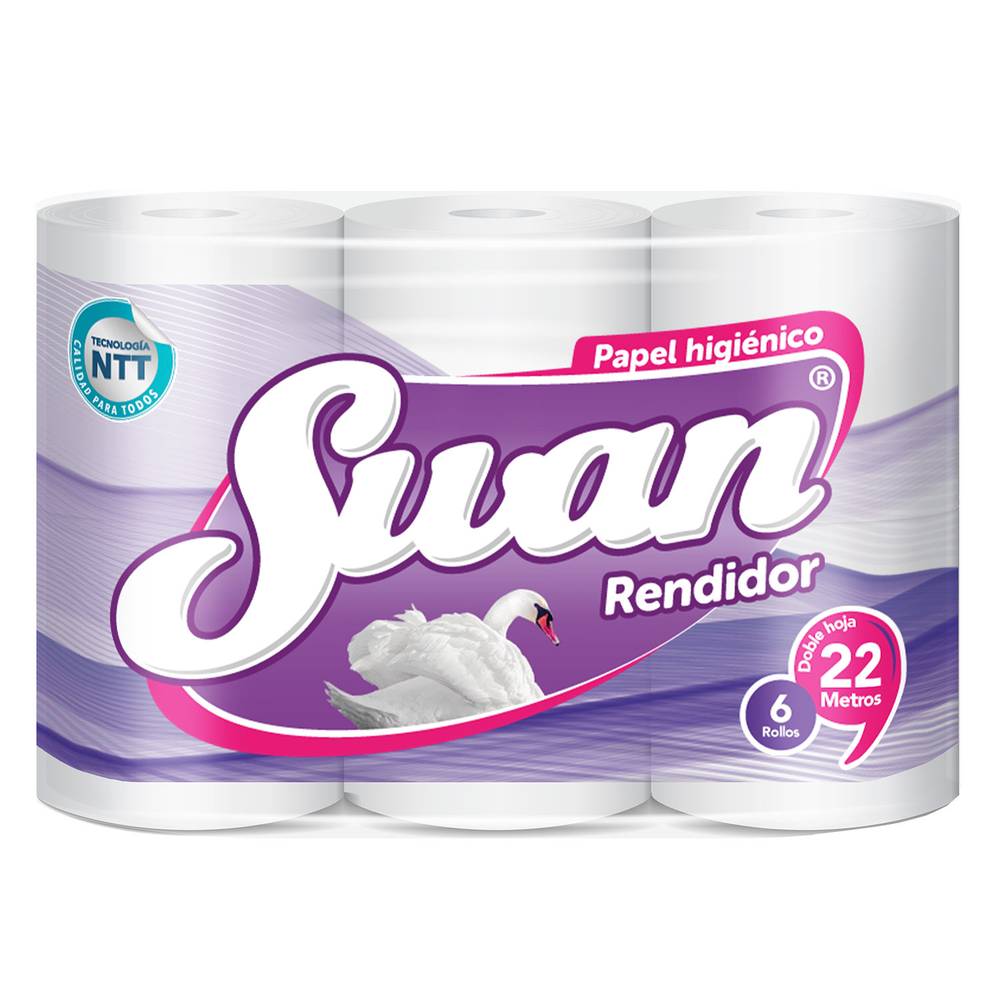 Swan papel higiénico doblemente blanco (6 u x 23 m c/u)