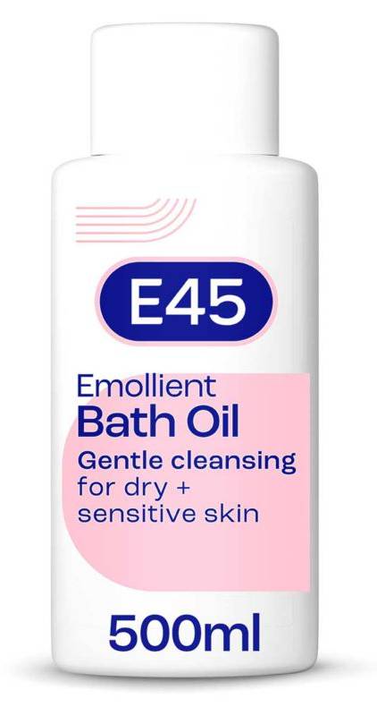 E45 Emollient Bath Oil to Moisturise Dry Skin and Gently Cleanse - 500ml