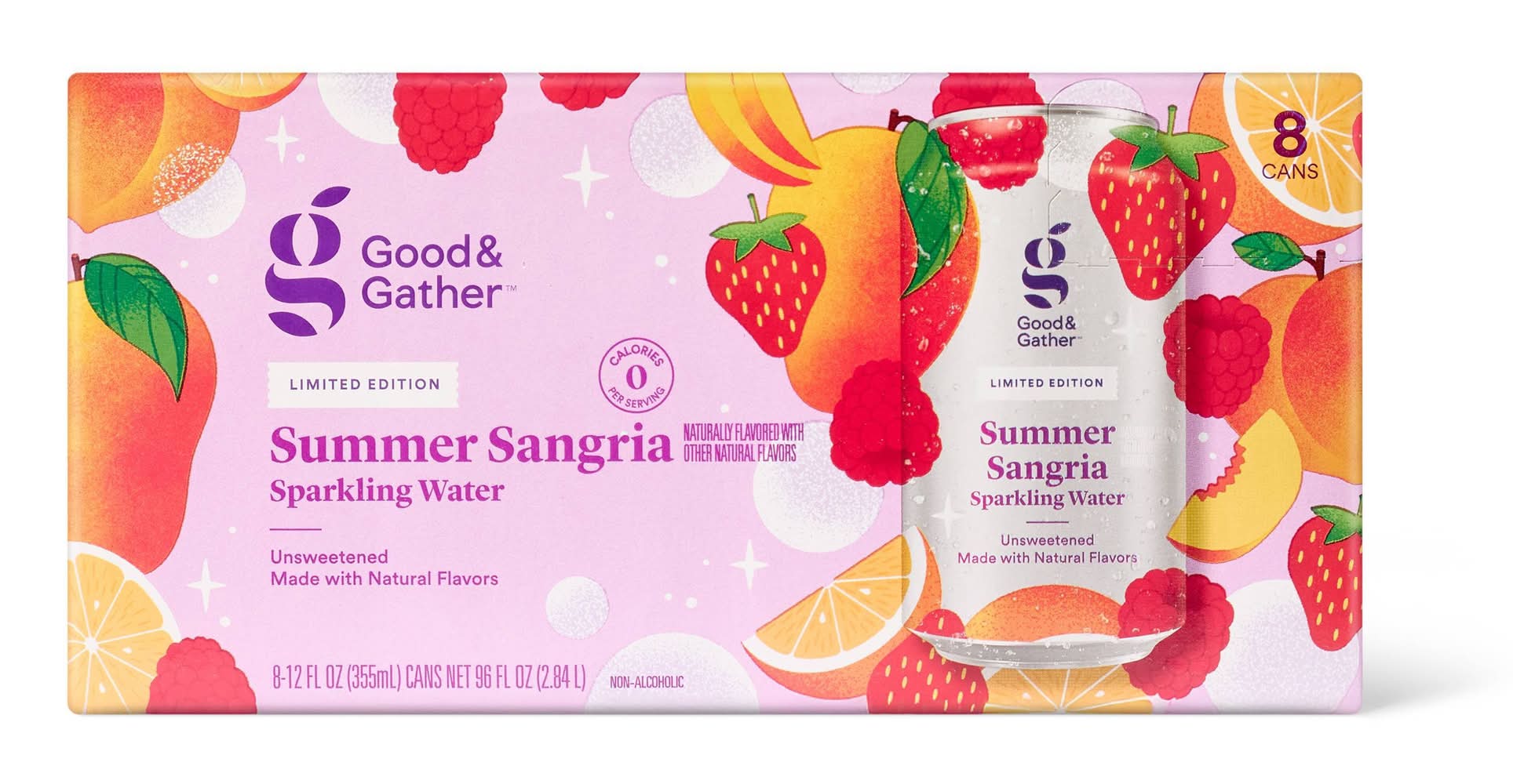 Good & Gather Sparkling Water, Summer Sangria (8 x 12 fl oz)