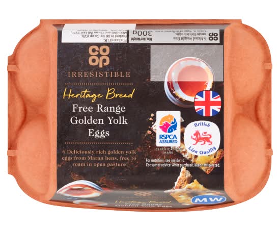 Co-op Irresistible Heritage Breed Free Range Golden Yolk Eggs (6 pack)