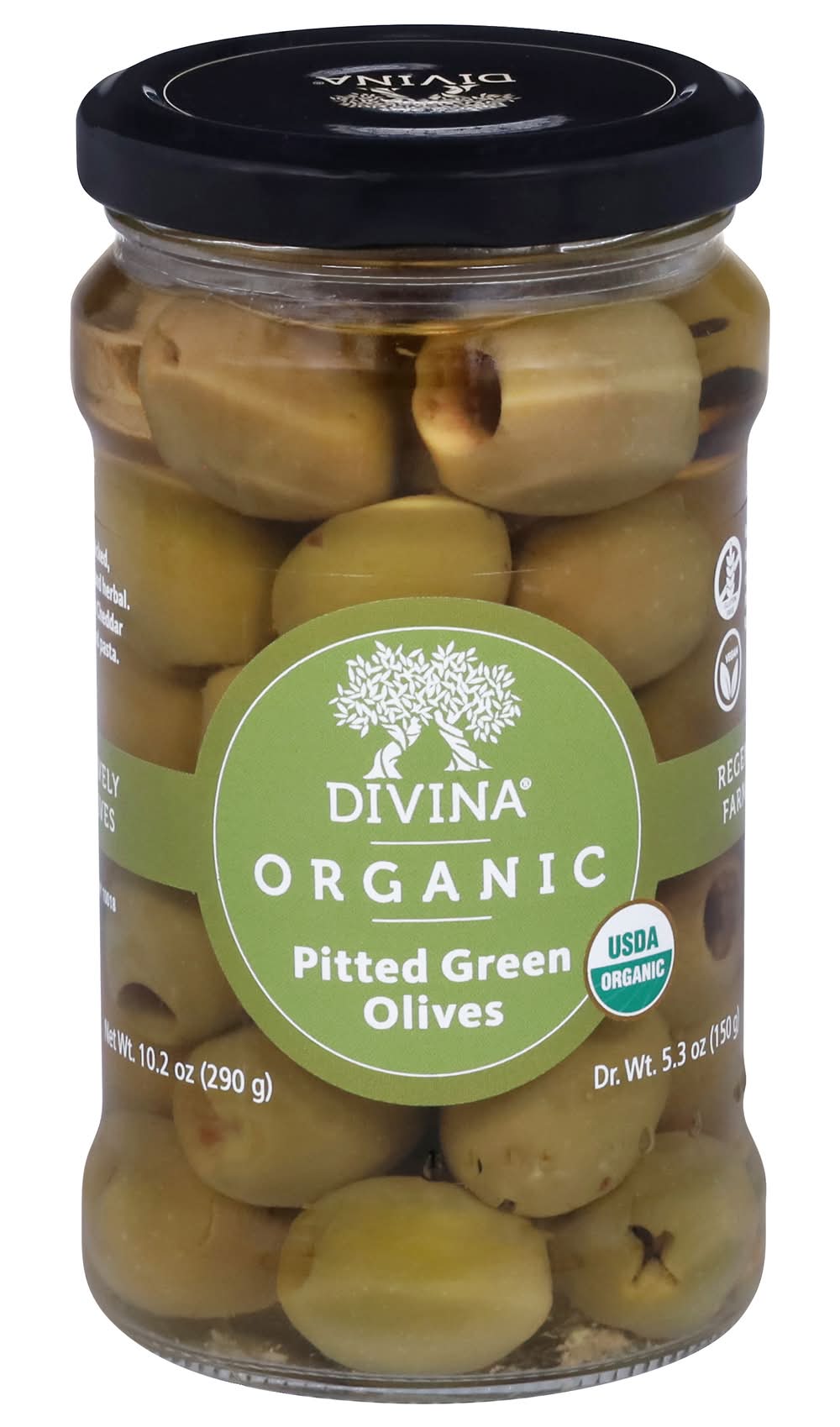 Divina Organic Pitted Green Olives (10.2 oz)