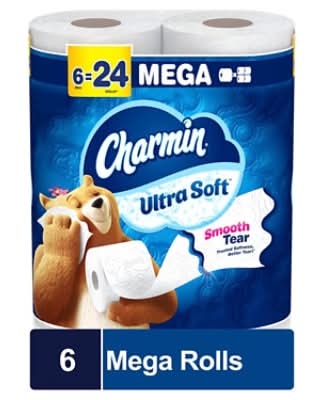 Charmin Ultra Soft Bathroom Tissue Mega Rolls 2 Ply - 6 Roll