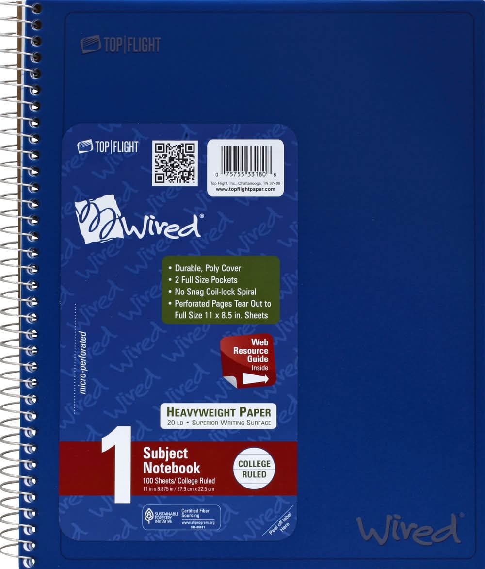 Top Flight Wired Rule 100-sheets Notebook (1.4 lbs)