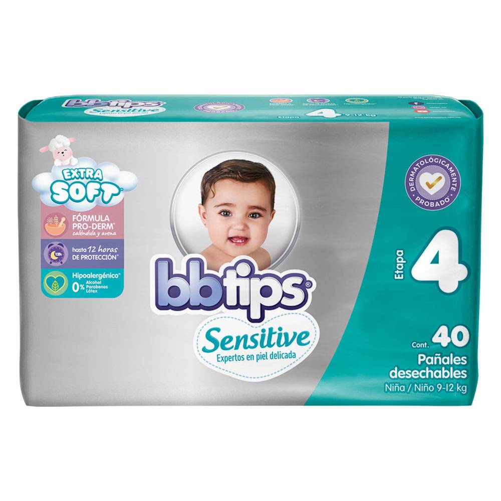 bbtips · Pañales desechables sensitive, G (40 un)