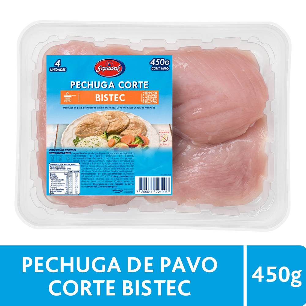 Sopraval · Bistec de pechuga de pavo (450 g)