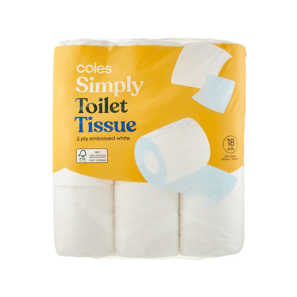 Coles So Soft 2 Ply Toilet Tissue 18 pack