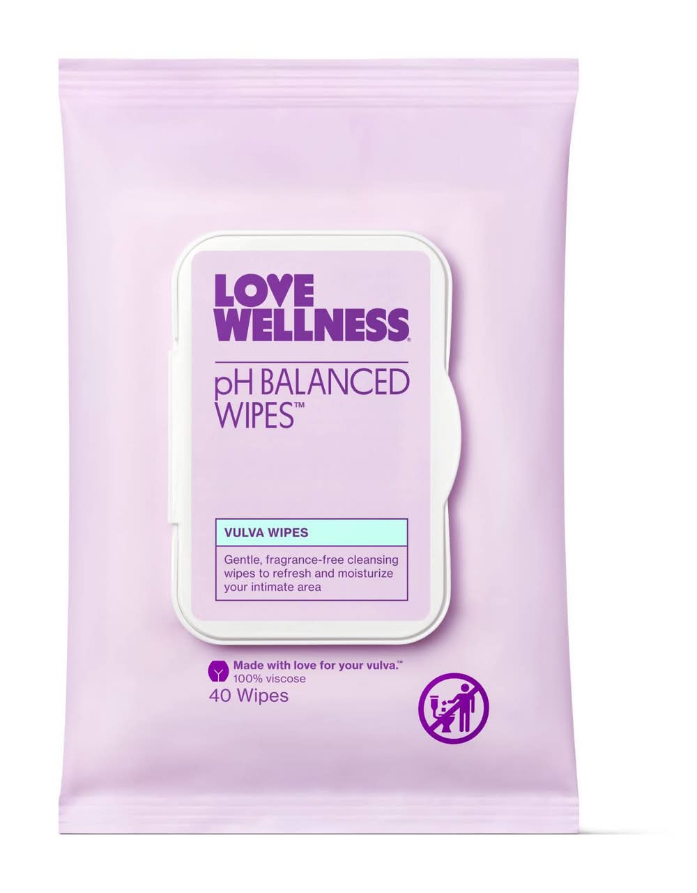 Love Wellness Ph Balanced Unscented Wipes For Sensitive Care, Women (0.35 lbs, 40 ct)