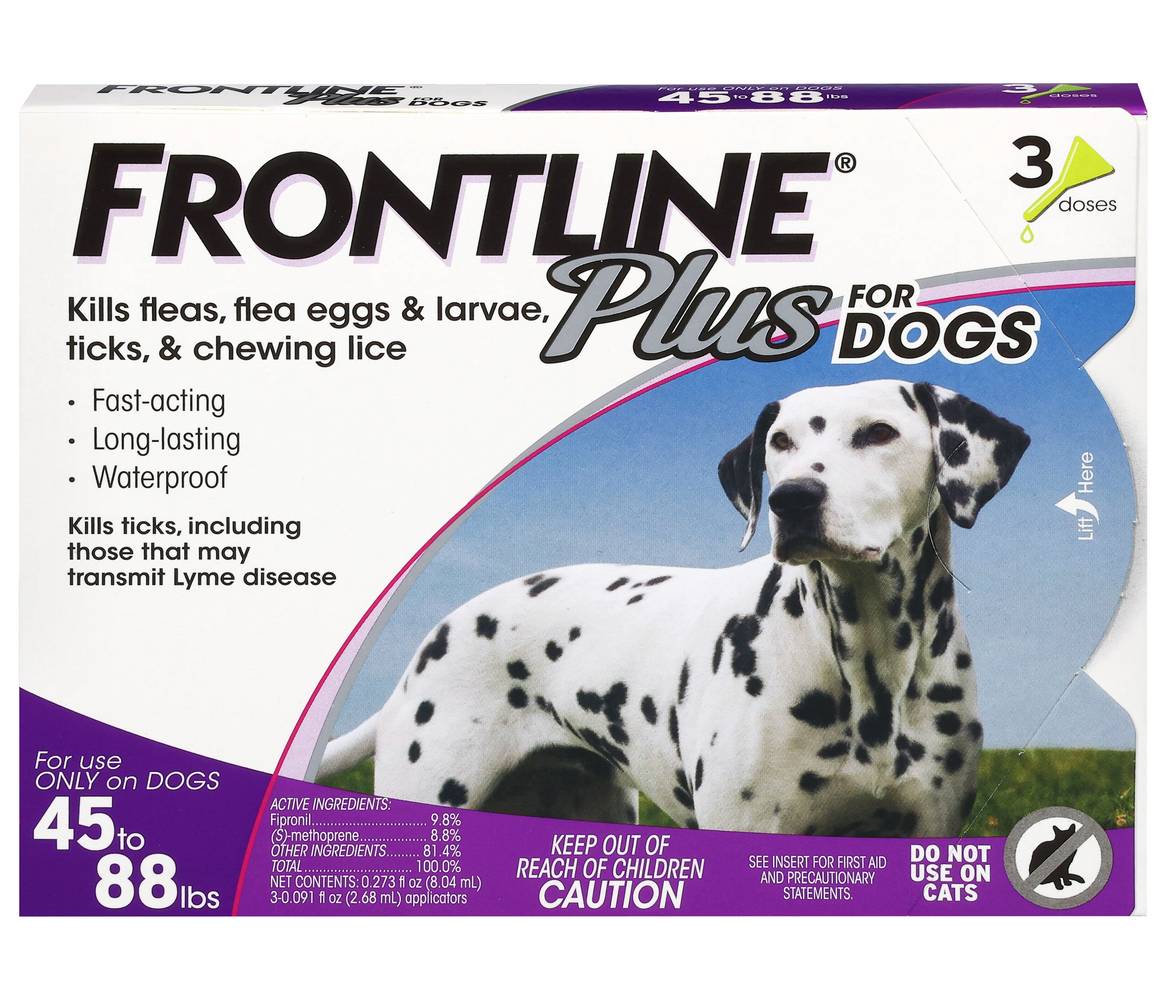 Frontline Plus Flea Tick & Lice Treatment For Dogs (3 ct)
