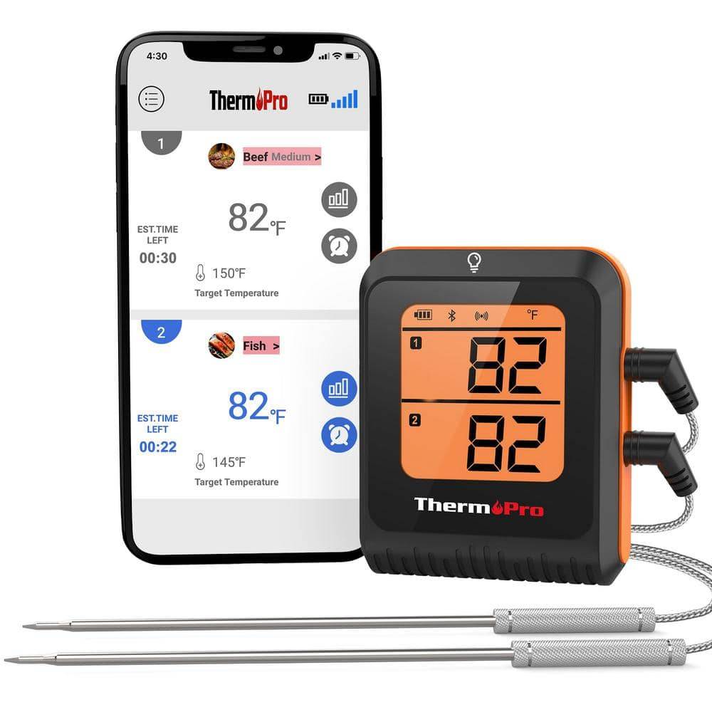 ThermoPro 650 Ft Bluetooth Wireless Grill Thermometer, Black (2 ct)