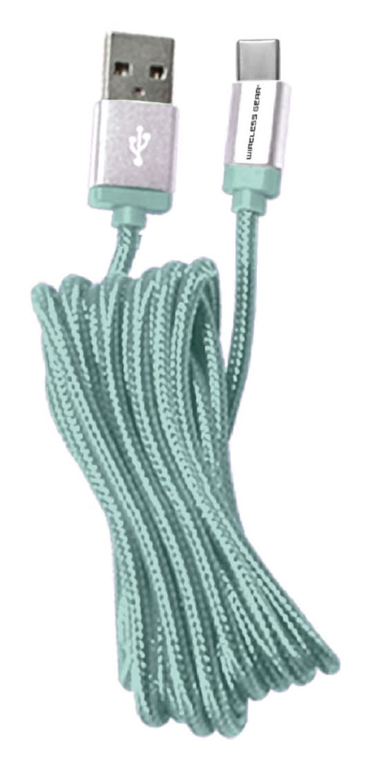 Wireless Gear Usb-C To Usb Cable, 10 ft, Mint Green