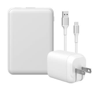 GEMS Usb-A To Usb-C Charging Gift Set Power Bank With 5000mmah, White