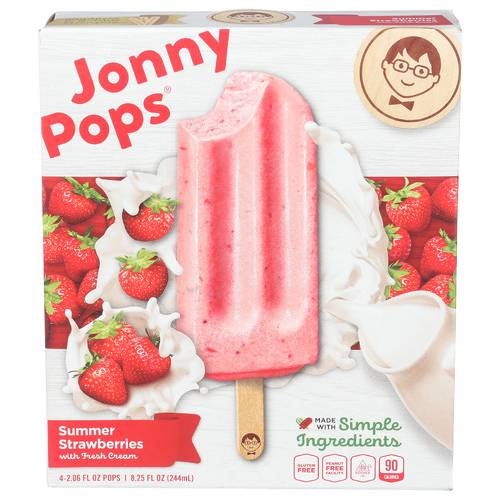 Jonny Pops Summer Strawerries with Fresh Cream Frozen 4 Pack Bars