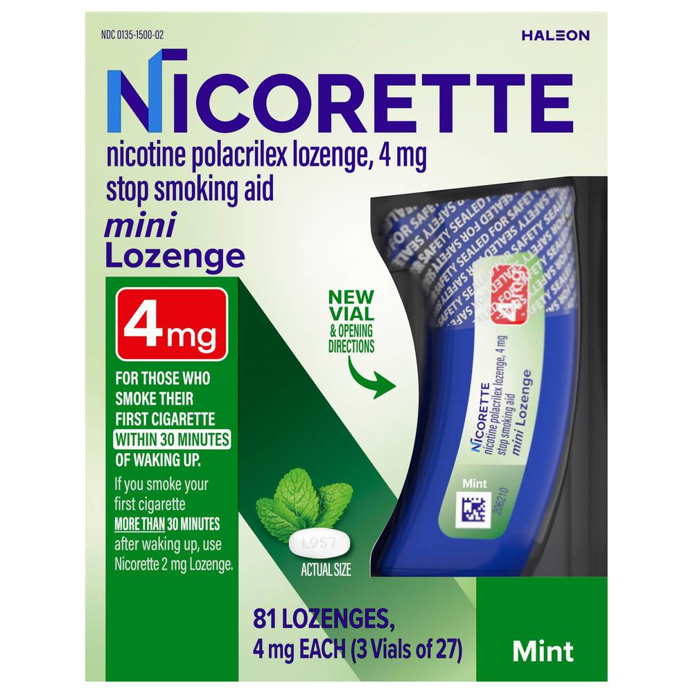 Nicorette Stop Smoking Aid Mini Iozenge Nictotine Mint Flavor