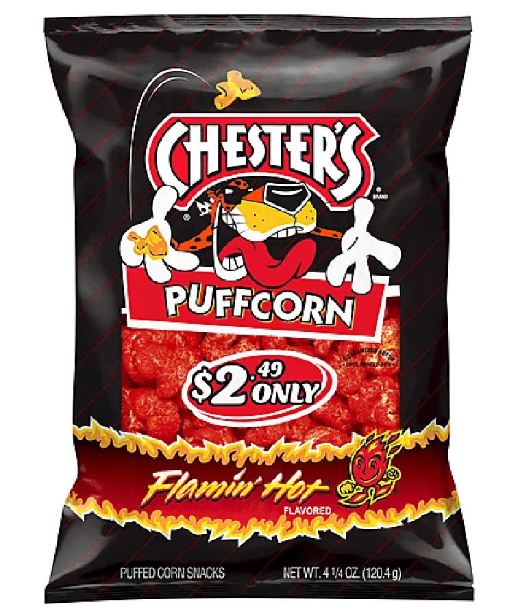 Chester's Corn Snacks Puffed Flamin' Hot Flavored Puffcorn
