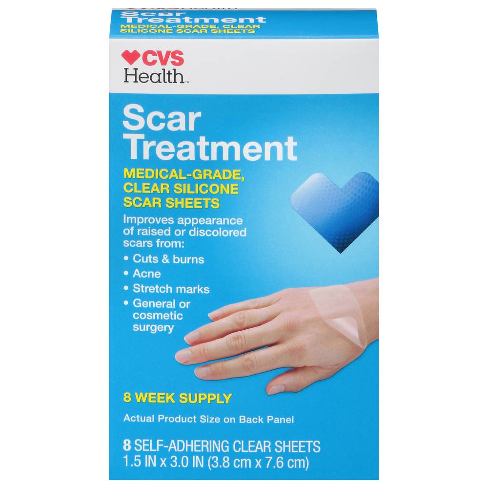 CVS Health Scar Treatment Self Adhering Clear Sheets, 1.5 x 3.0 inch (8 ct)