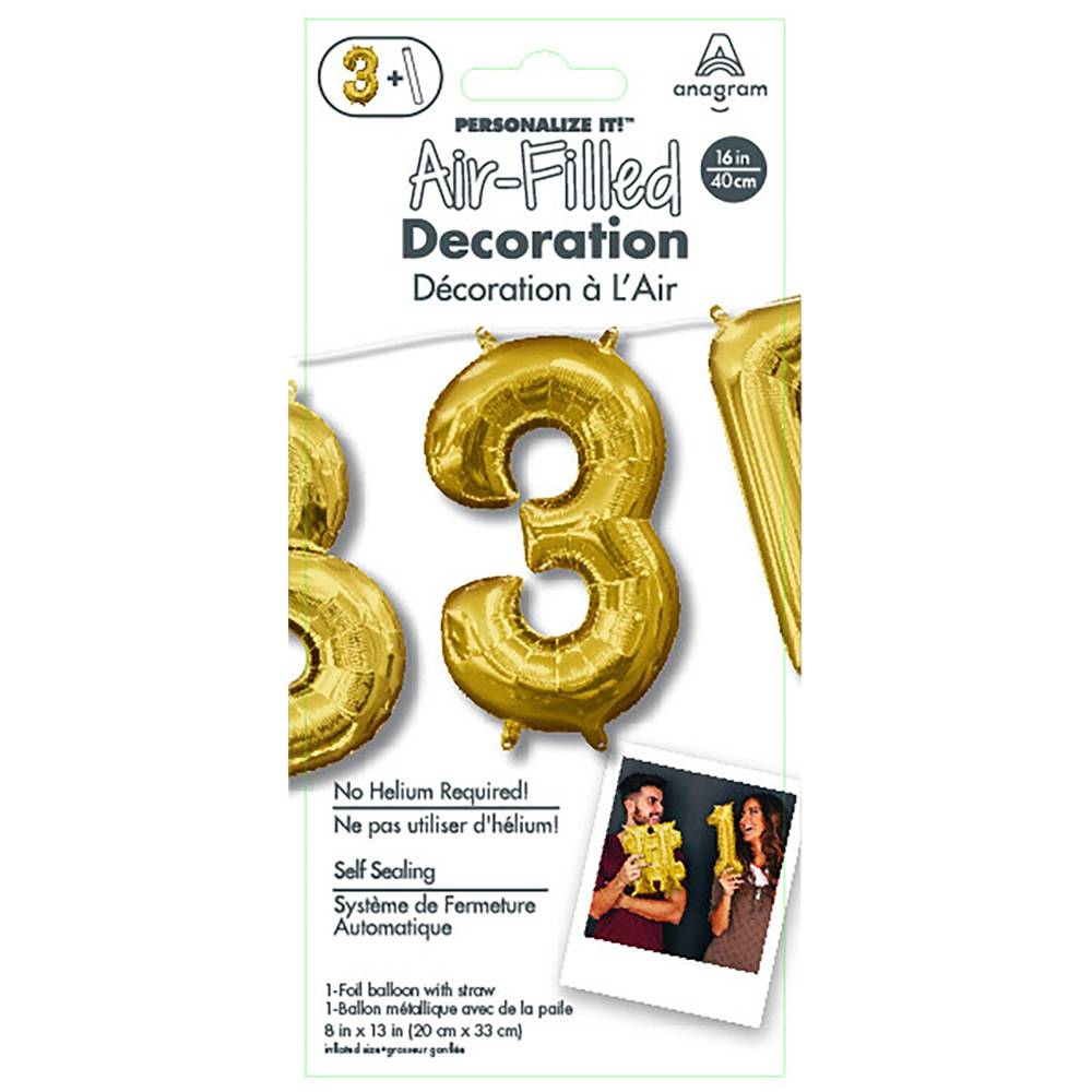 Anagram Air Balloon Number "3" (gold)