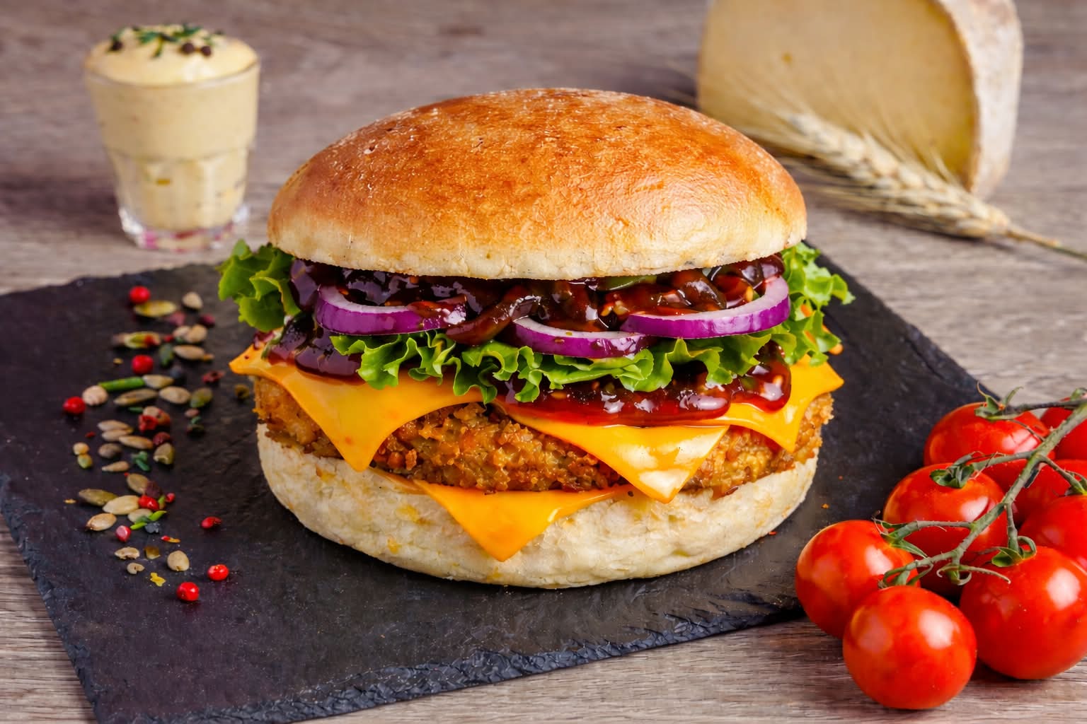 🎲🍗🍔 Burger Vegas poulet pané
