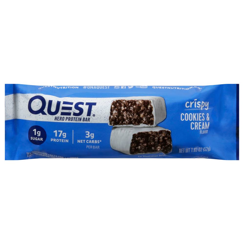 Quest Crispy Cookies & Cream Flavor Hero Protein Bar (1.9 oz)