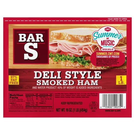 Bar-S Gluten Free Deli Style Smoked Ham