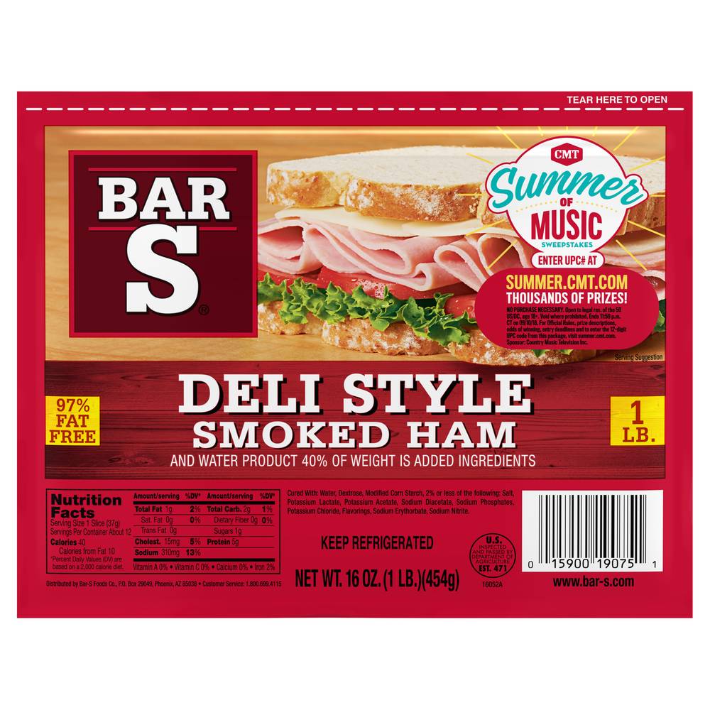 Bar-S Gluten Free Deli Style Smoked Ham (1 lbs)