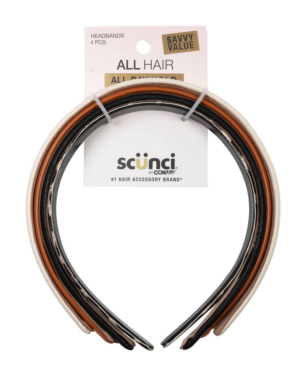 Scunci Savvy Value Thin Microsuede Headbands, Neutral (4 ct)