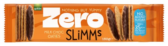 Gullon Zero Sugar Free Choc Chip Cookies x3 with Kitchen Fella Healthy Eating Postcard | No Sugar, High Fibre, No Colours or Preservatives | Guilt-Free Snack Pack for Adults & Kids