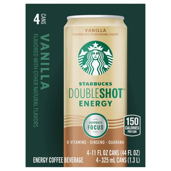 Starbucks Doubleshot Energy Vanilla Coffee Beverage (4 pack, 11 fl oz)