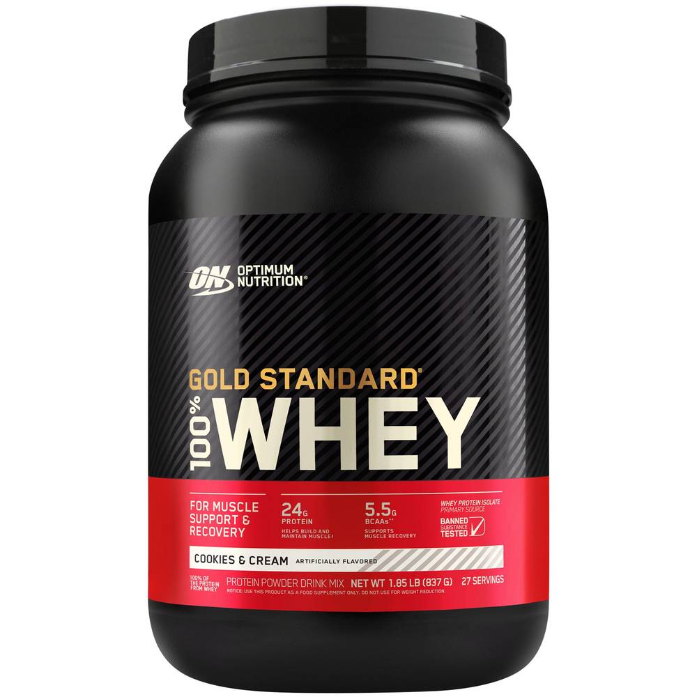 Optimum Nutrition Nutrition Gold Standard 100% Whey Protein Powder, Cookies - Cream (837 g)