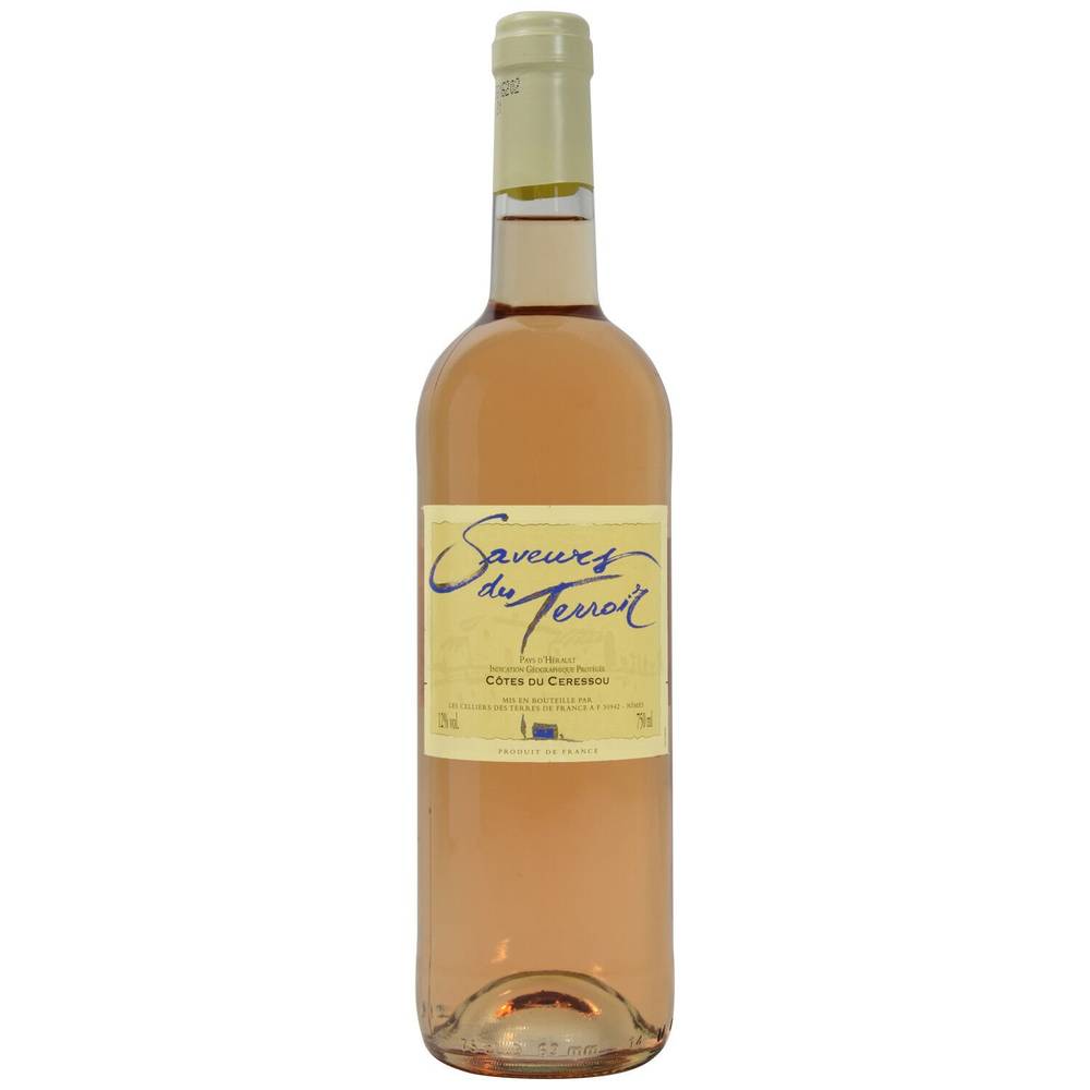 Vin Rosé I.G.P. Pays d'Hérault Côtes de Ceressou SAVEURS DU TERROIR - la bouteille