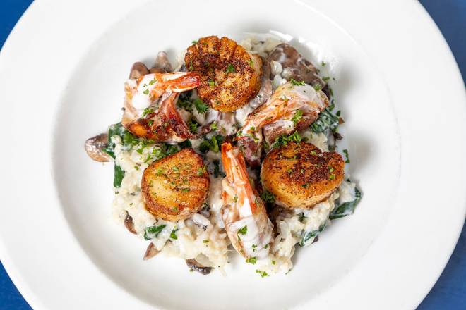 Seared Georges Bank Scallops & Bacon Wrapped Shrimp