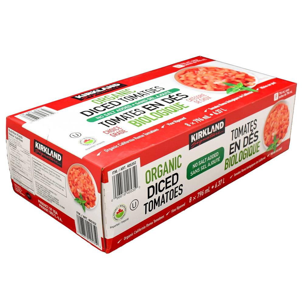 Kirkland Signature Organic Diced Tomatoes, 8 × 796 Ml