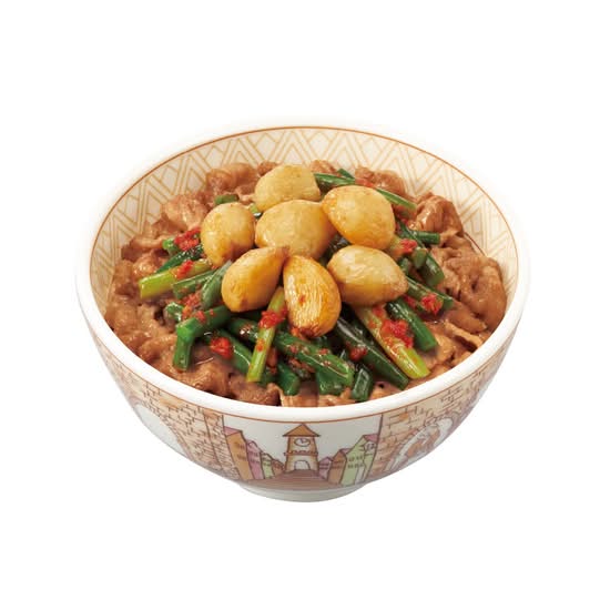 ダブルニンニク牛丼　Beef Rice Bowl(Gyudon)  w/ Chili Garlic Sprout & Fried Garlic