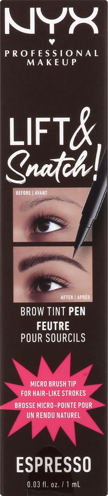 NYX Professional Makeup Lift & Snatch Espresso Las08 Brow Tint Pen (0.1 fl oz)