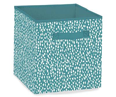 Aqua & White Dot Fabric Storage Bin