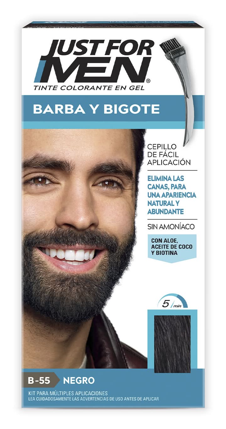 Just For Men · Tinte en gel para barba y bigote, negro b-55 (28,4 g)
